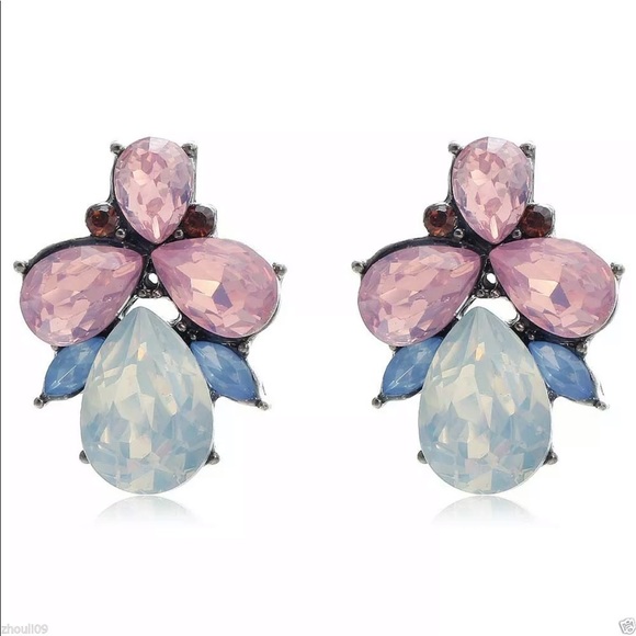 Justine’s Chic Boutique Jewelry - Pink, Blue, Opalescent Crystal Water Drop Earrings